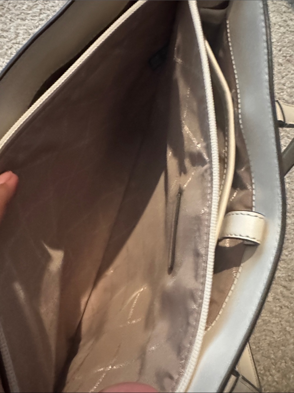 Michael Kors Light Gray MK Logo Tote with Gold Accent - Picture 10 of 12